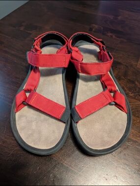 Teva Sandals With Adjustable Straps, Red/Black, Mens 10